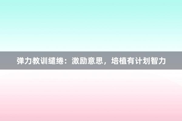 弹力教训缱绻：激励意思，培植有计划智力